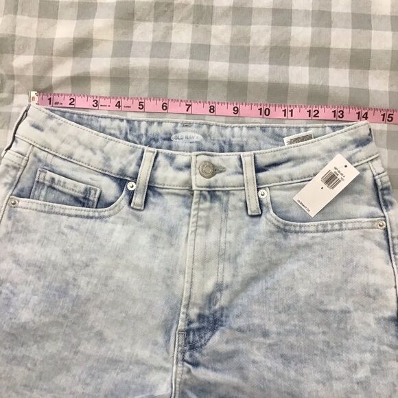 Old Navy OG high rise strech shorts acid wash style blue white cut off jeans 6 - Picture 7 of 11